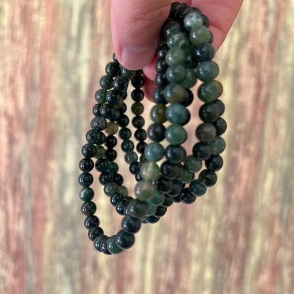 Moosachat – 6 mm, ca. 18 cm - Armband