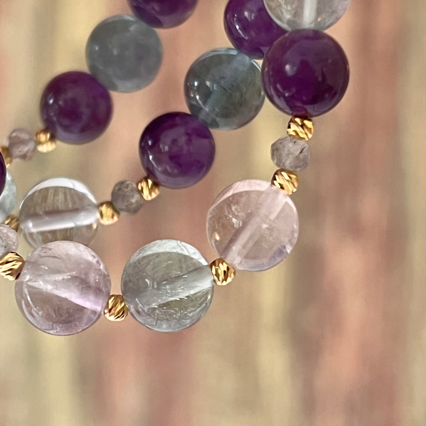 Prüfungshelfer Armband – | Fluorit mit Amethyst und Labradorit
