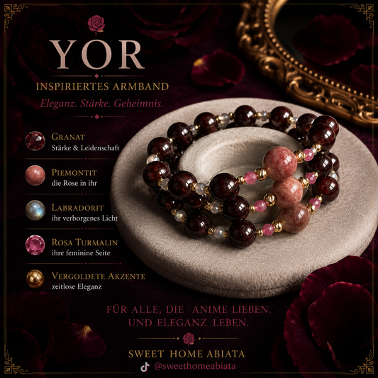 Inspiriert von "spy x Family" - Yor – Eleganz im Schatten - Perlenarmband
