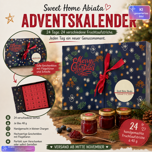 Adventskalender mit 24 hausgemachten Fruchtaufstrichen - Edition 2026