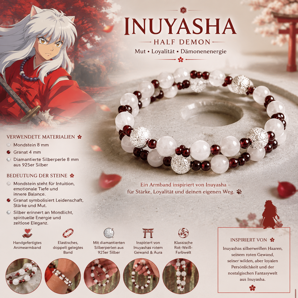 Animearmband „Half Demon“ – inspiriert von Inuyasha