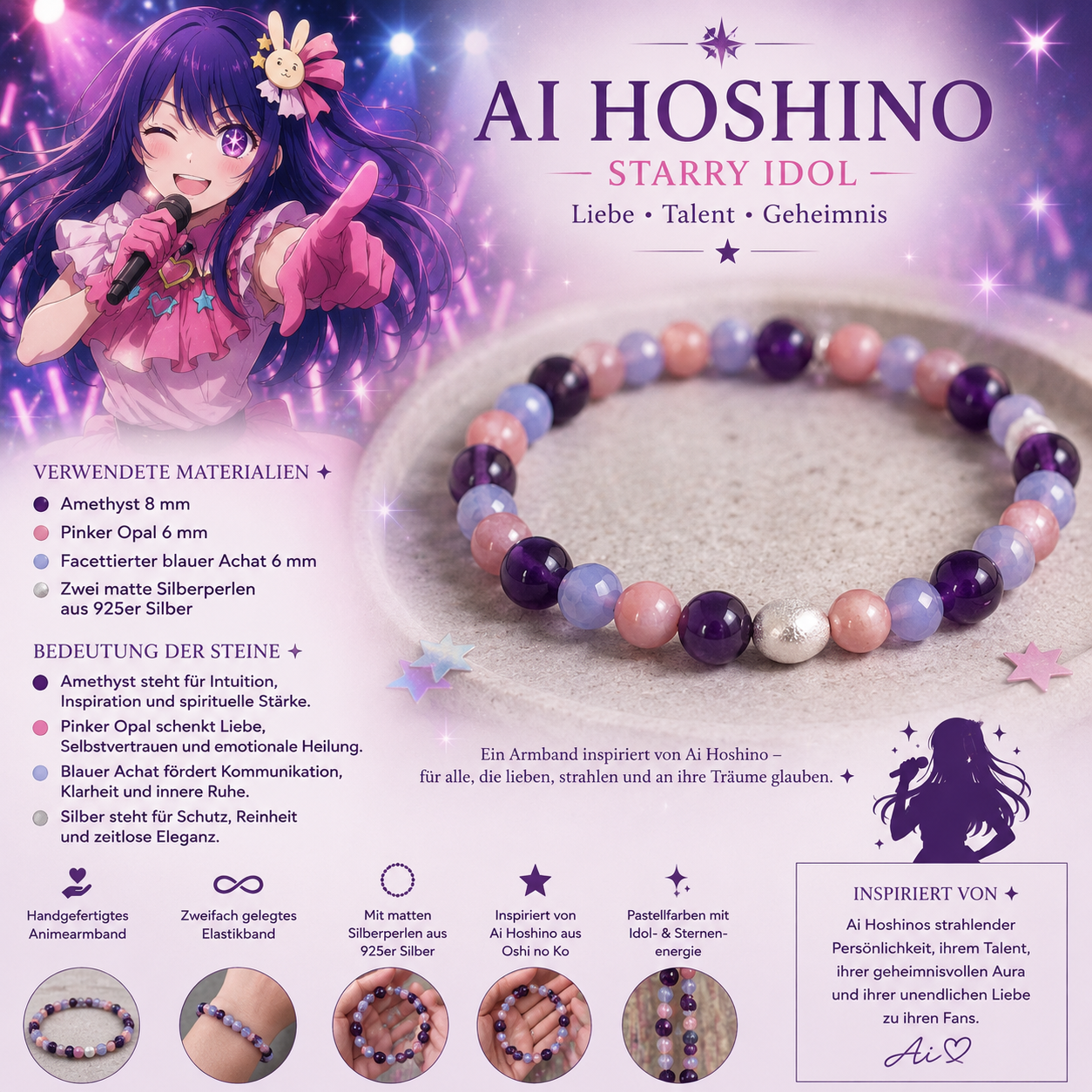 Animearmband „Starry Idol“ – inspiriert von Ai Hoshino