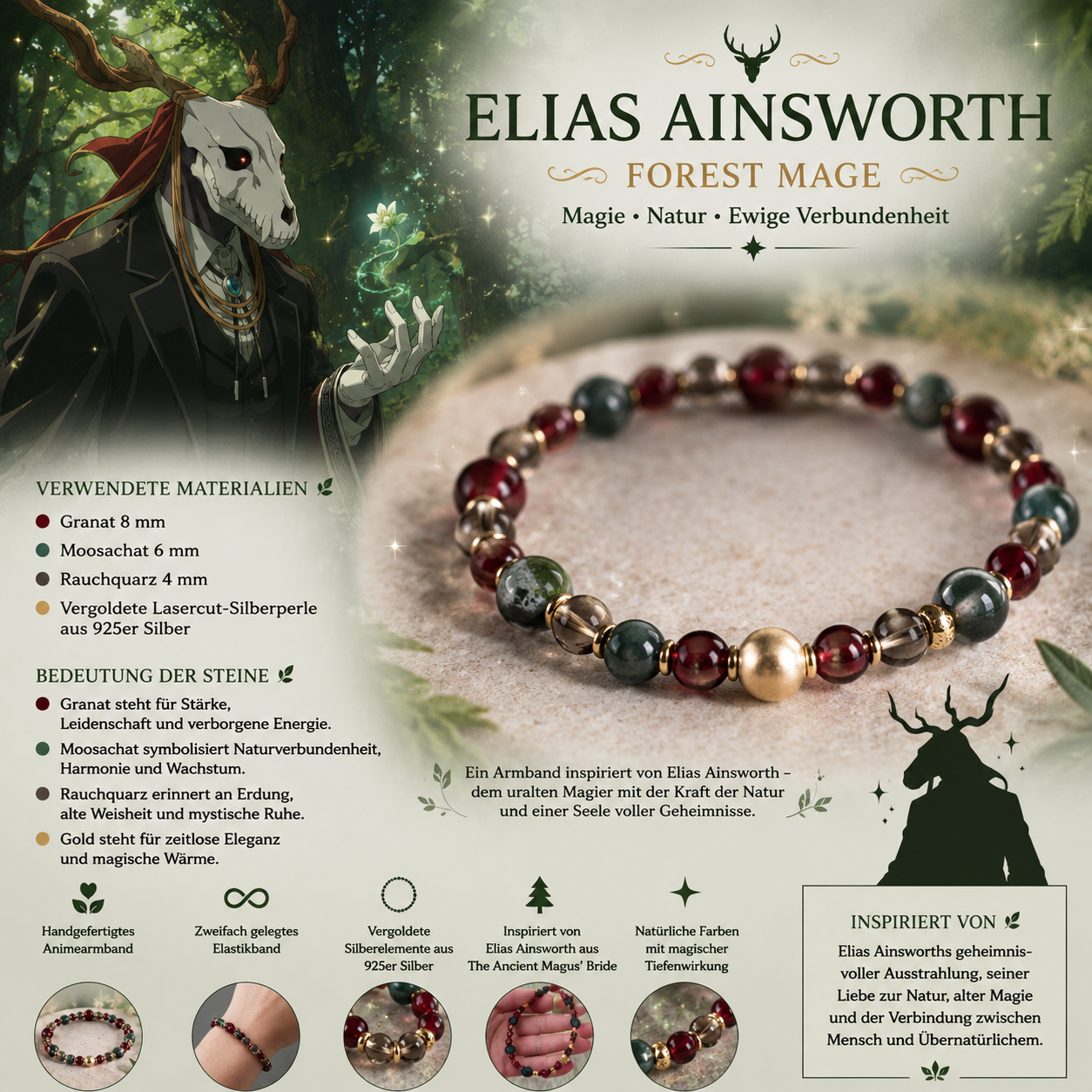 Animearmband  inspiriert von Elias Ainsworth aus "Die Braut des Magiers"