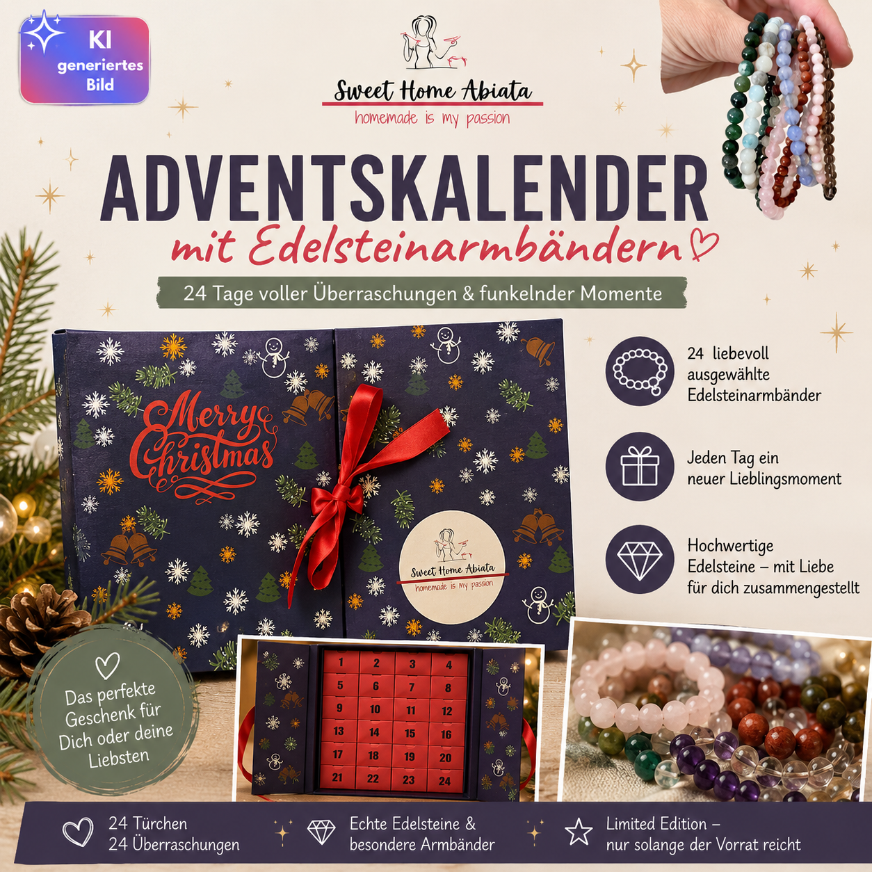Schmuckarmband-Adventskalender 2026 – 24 Schmucküberraschungen - Edition 2026
