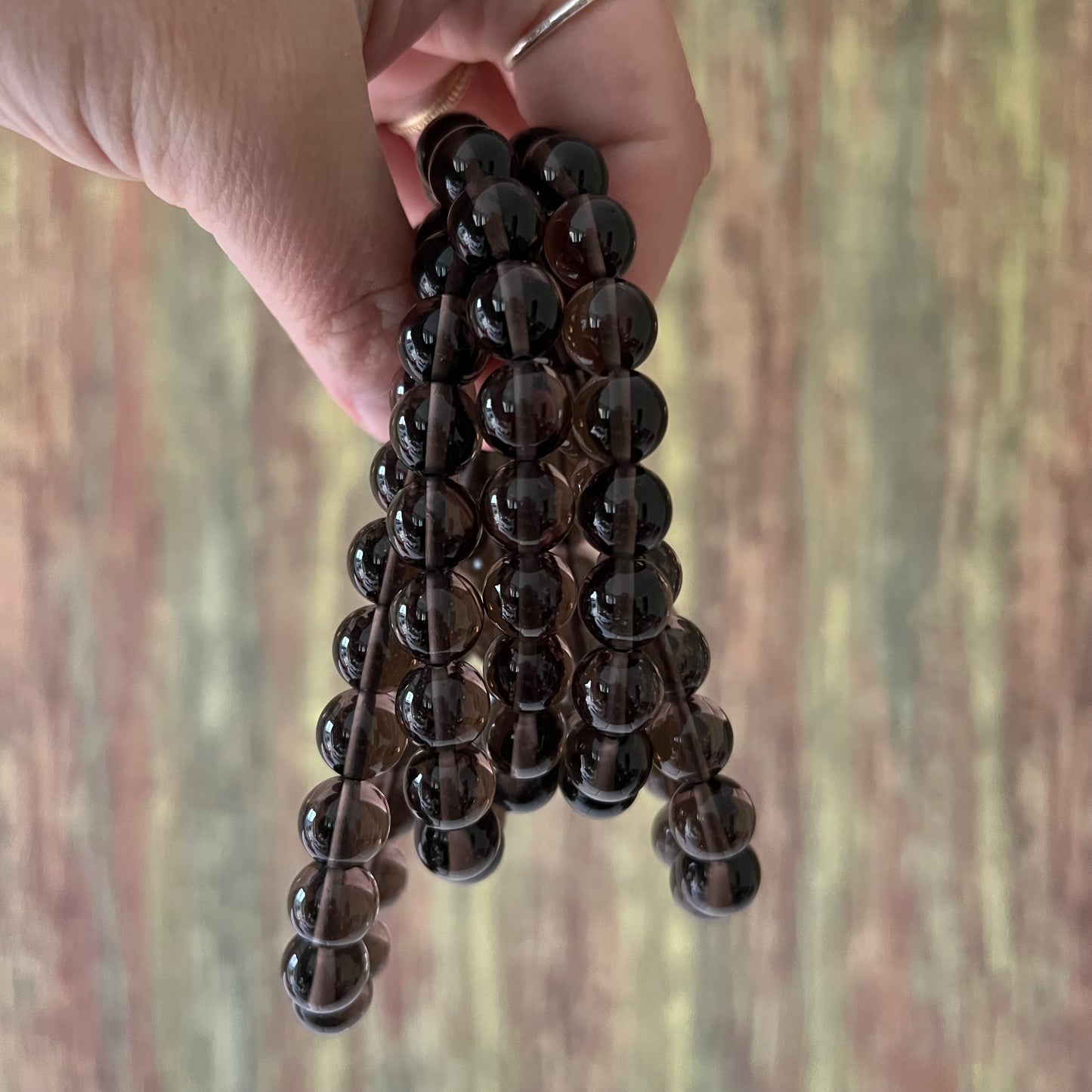Armband Rauchquarz – polierte 10 mm Edelsteinperlen, ca. 18 cm