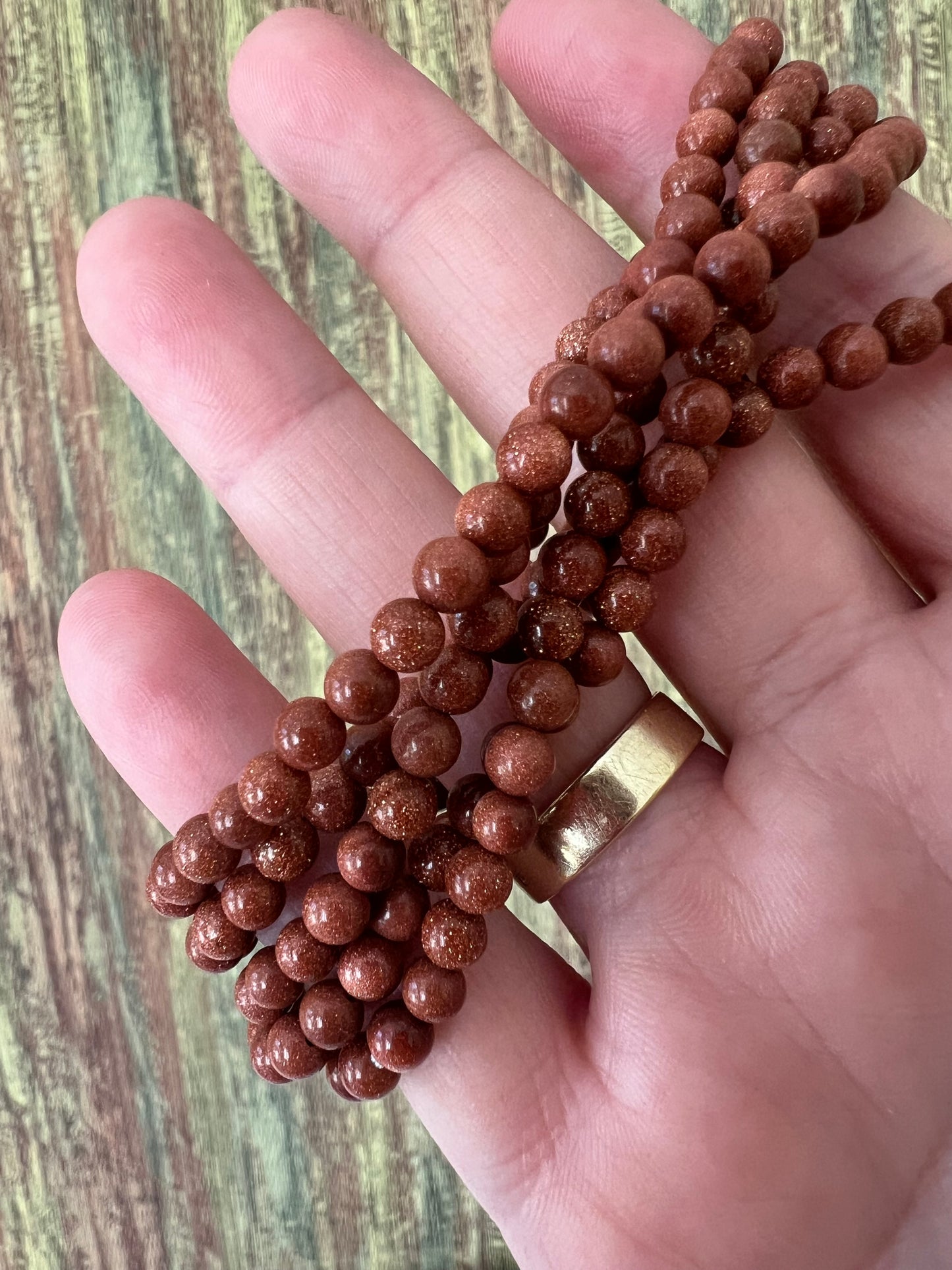 Armband goldener Sandstein – funkelnde 4 mm Edelsteinperlen, ca. 18 cm