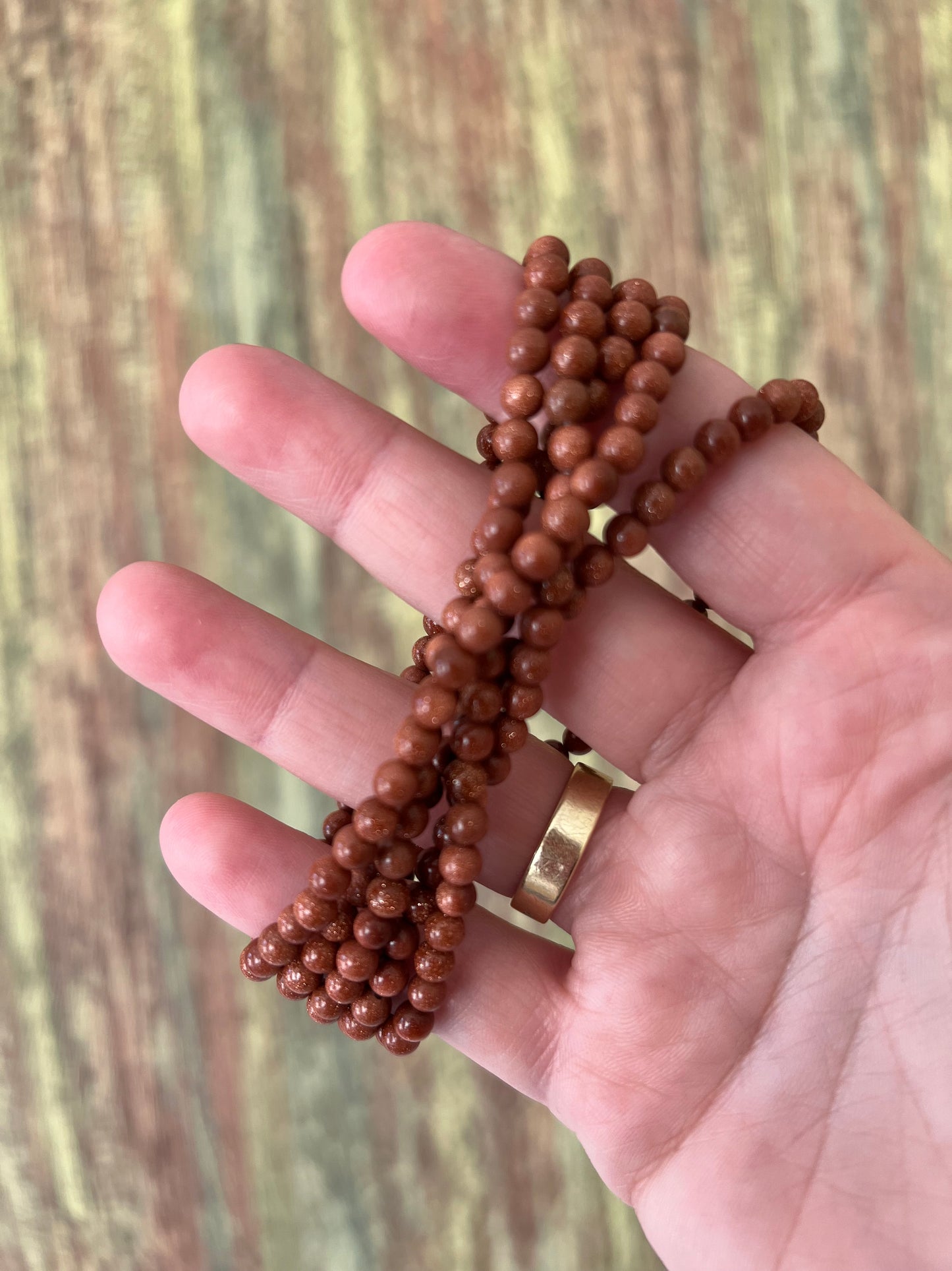 Armband goldener Sandstein – funkelnde 4 mm Edelsteinperlen, ca. 18 cm