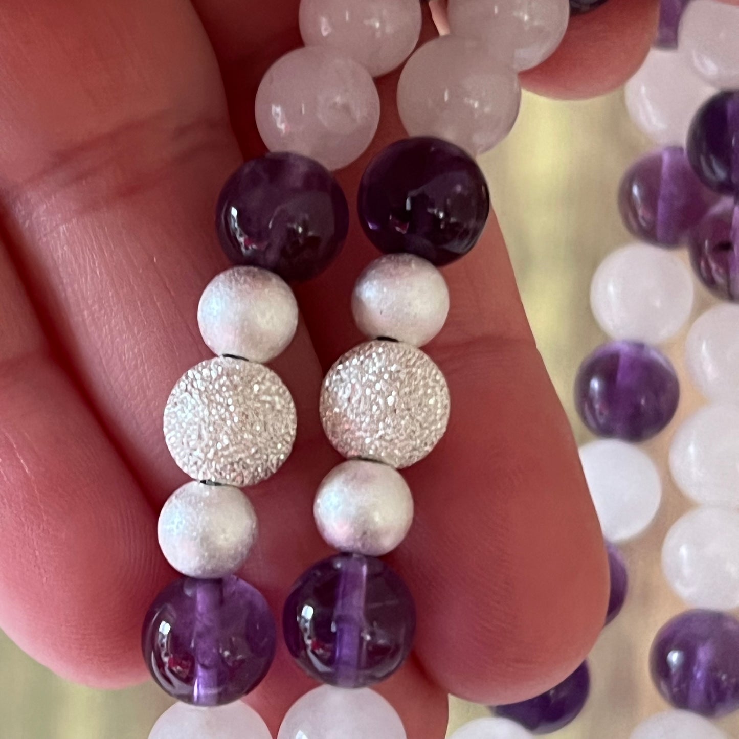 Mondstein & Amethyst – Edelsteinarmband mit diamantierter Silberperle - Armband