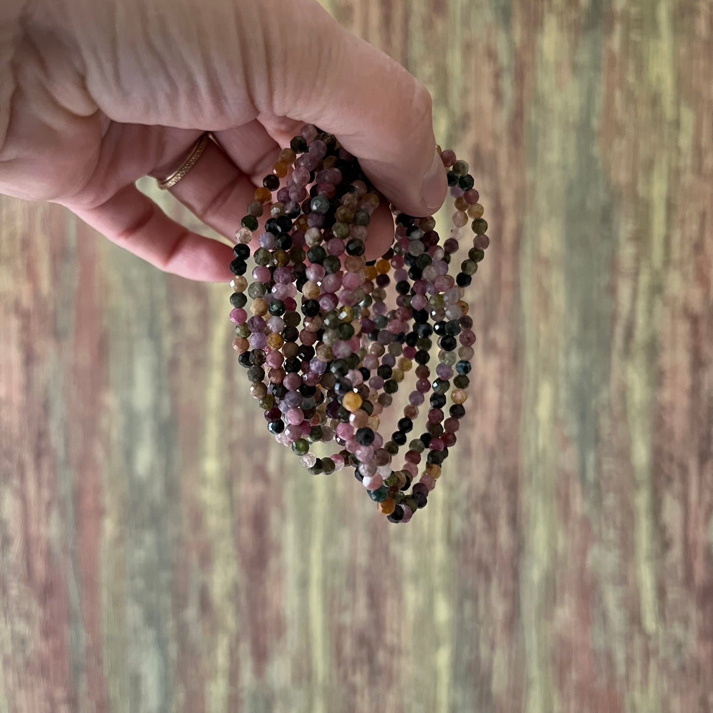 Regenbogen-Turmalin – facettierte 4 mm, 18 cm - Armband