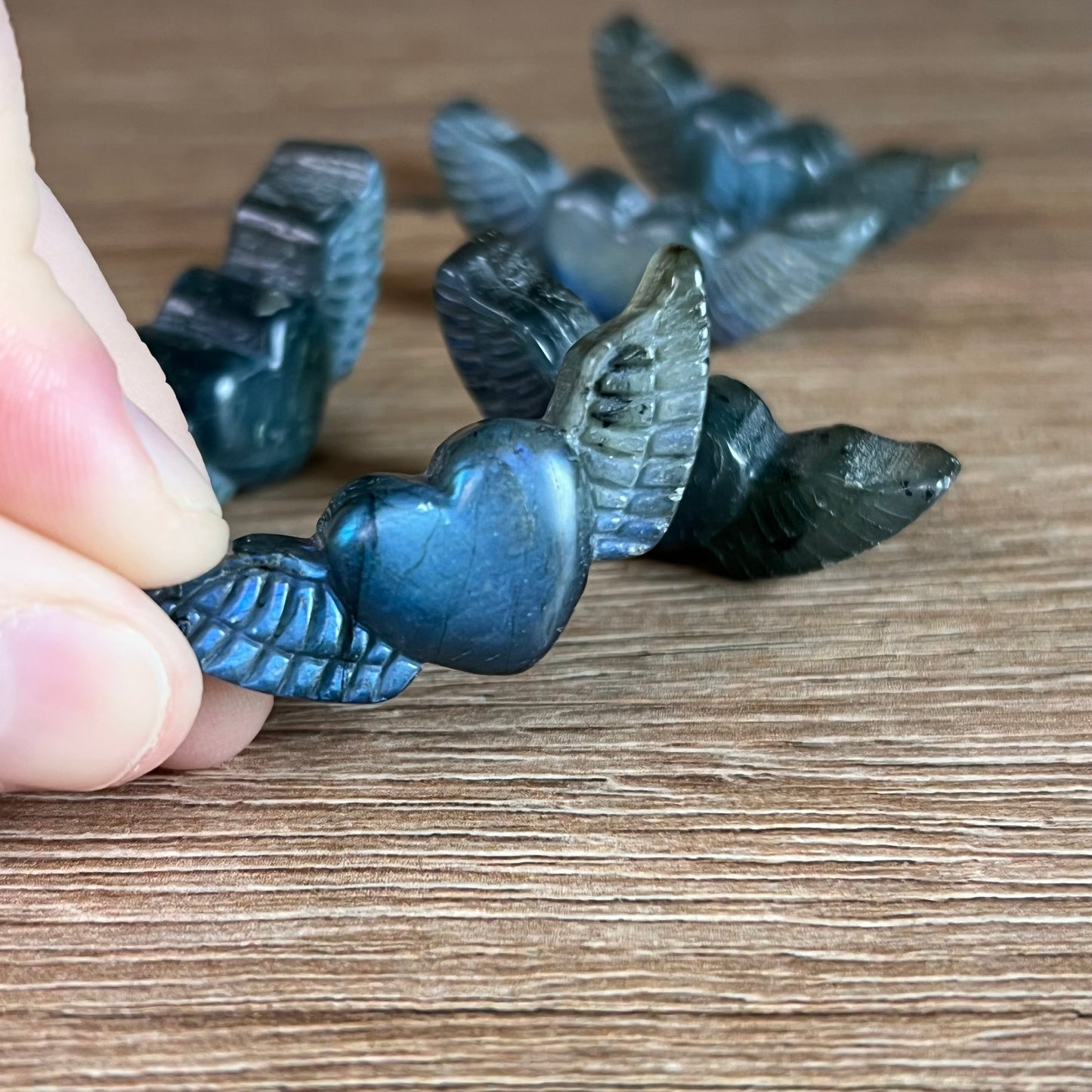 Labradorit Mini Herz mit Flügel