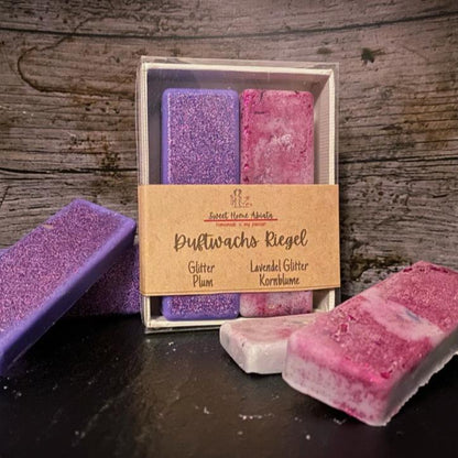 Duftwachs Riegel-Set / Glitter Plum & Lavendel Glitter Kornblume