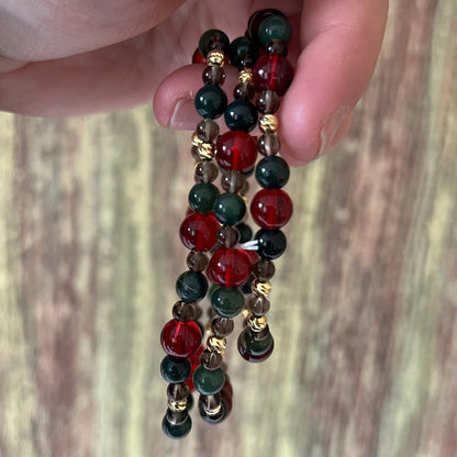 Moosachat, Rauchquarz und vergoldeter Silberperle - Armband