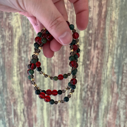 Moosachat, Rauchquarz und vergoldeter Silberperle - Armband