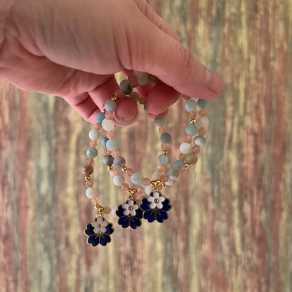 Sonnenstein & Amazonit-Armband mit Blumenanhänger