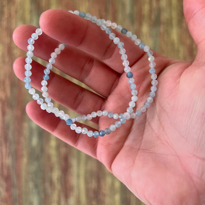 Aquamarin-Armband – 3 mm Kugeln facettiert