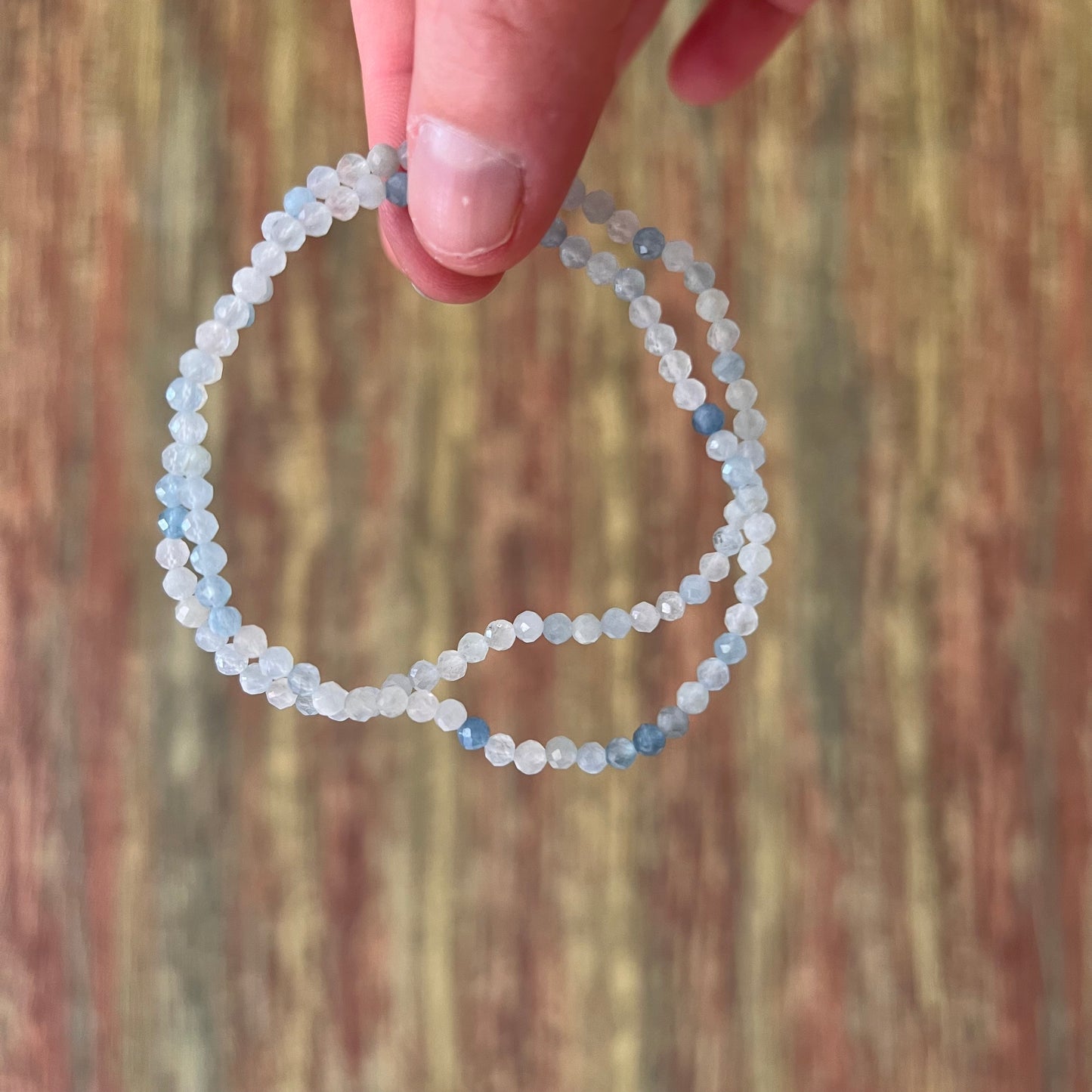 Aquamarin-Armband – 3 mm Kugeln facettiert