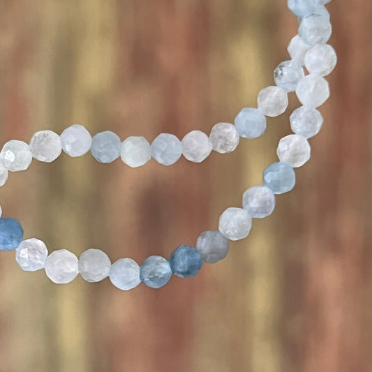 Aquamarin-Armband – 3 mm Kugeln facettiert