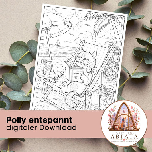 Polly entspannt - Ausmalbild (A4) - digitaler Download als PDF und PNG